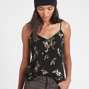 NWT Banana Republic Black with Colorful Sequin Floral Cami - Small